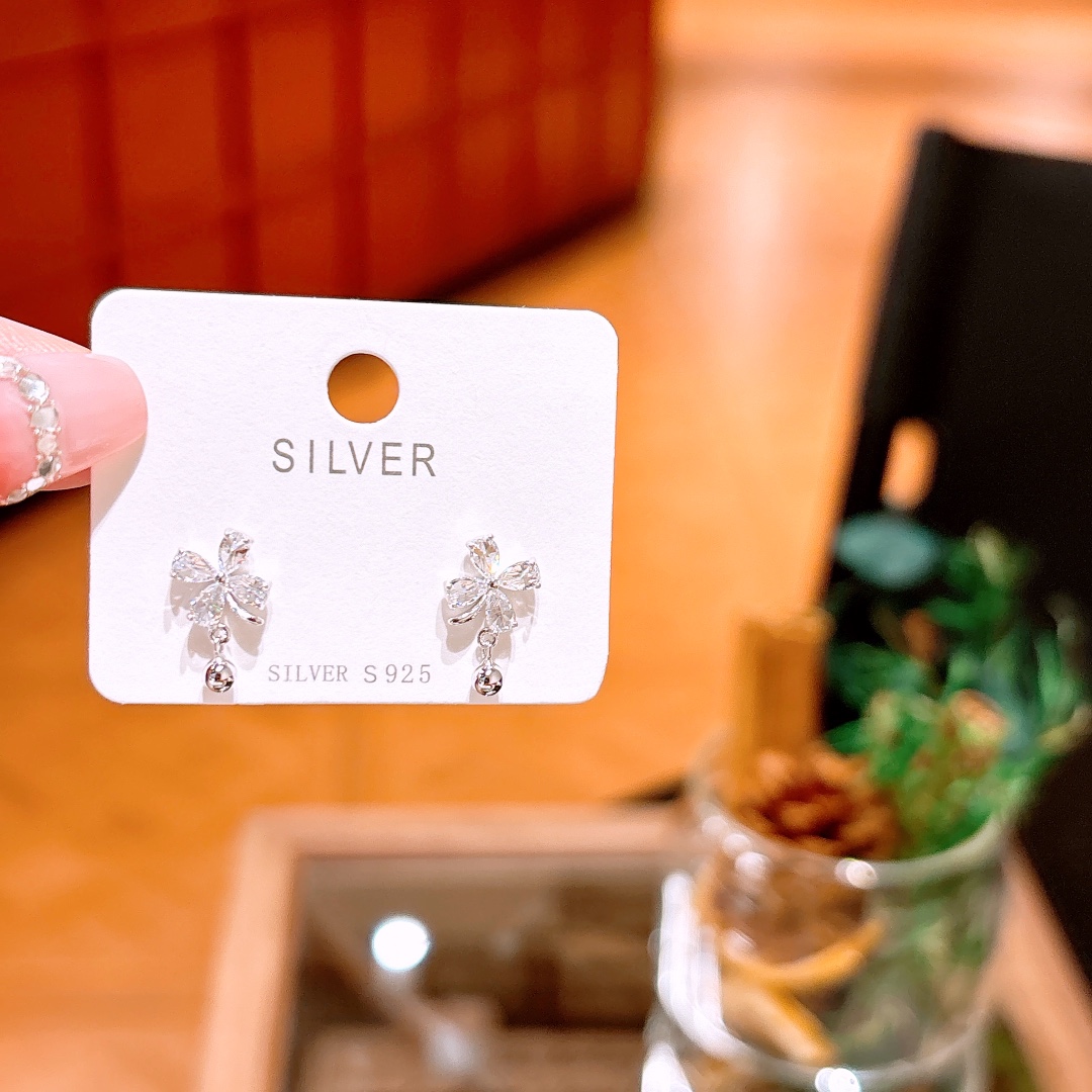 925 Silver Earrings Light Luxury Spring Festival Gold