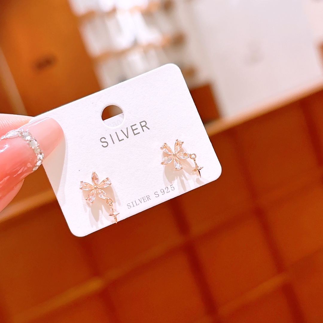 S925 Sterling Silver Earrings French Teacher's Day Silver