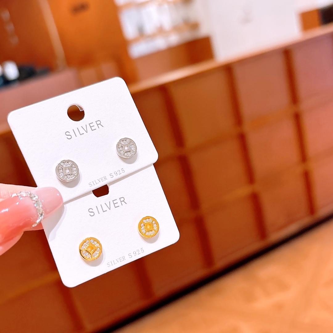 S925 Sterling Silver Earrings Vintage Confession Silver