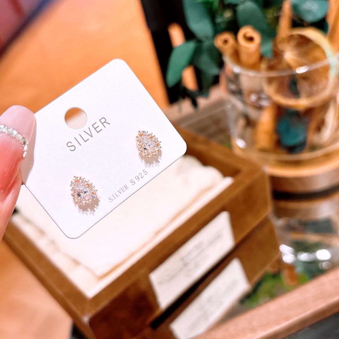 Hypoallergenic Silver Earrings Light Luxury Engagement Gold