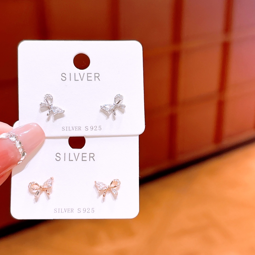 S925 Sterling Silver Earrings Sweet New Year Gold