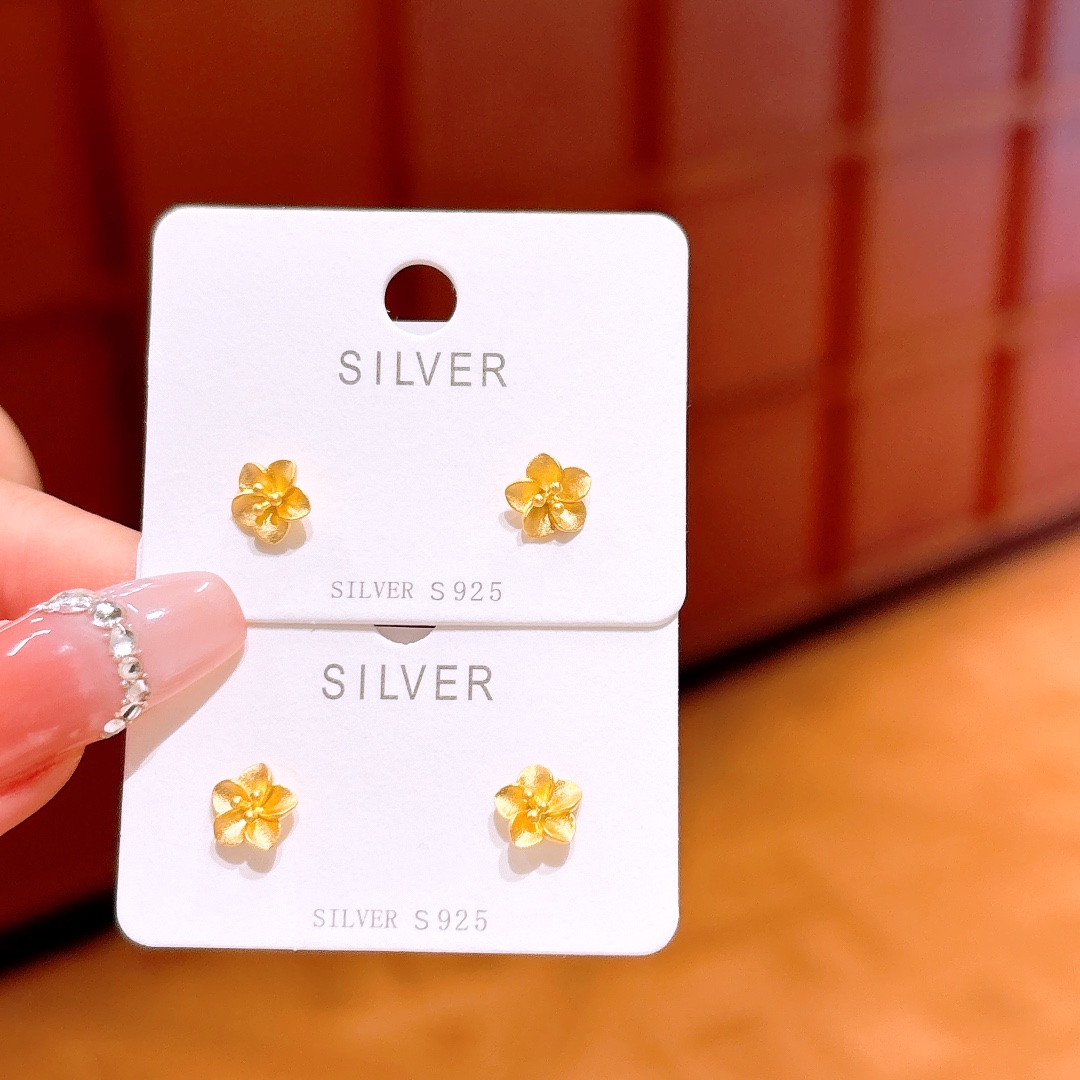 925 Silver Earrings Light Luxury Graduation Gold