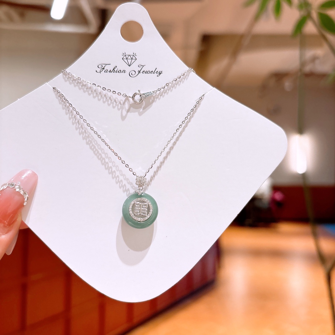 Low Allergy Silver Jadeite Necklace Delicate Anniversary Silver