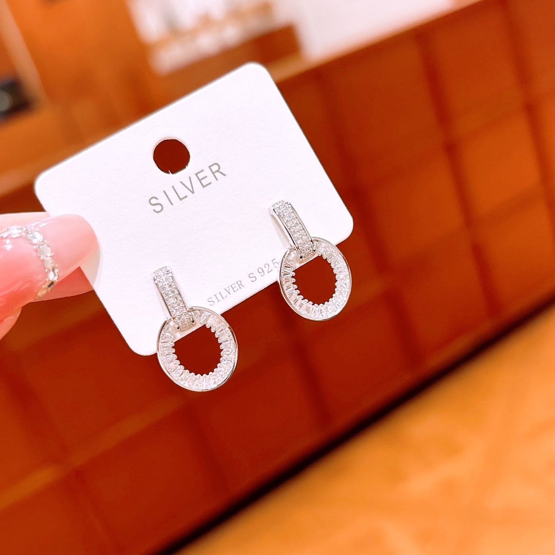 925 Silver Earrings Romantic Banquet Gold