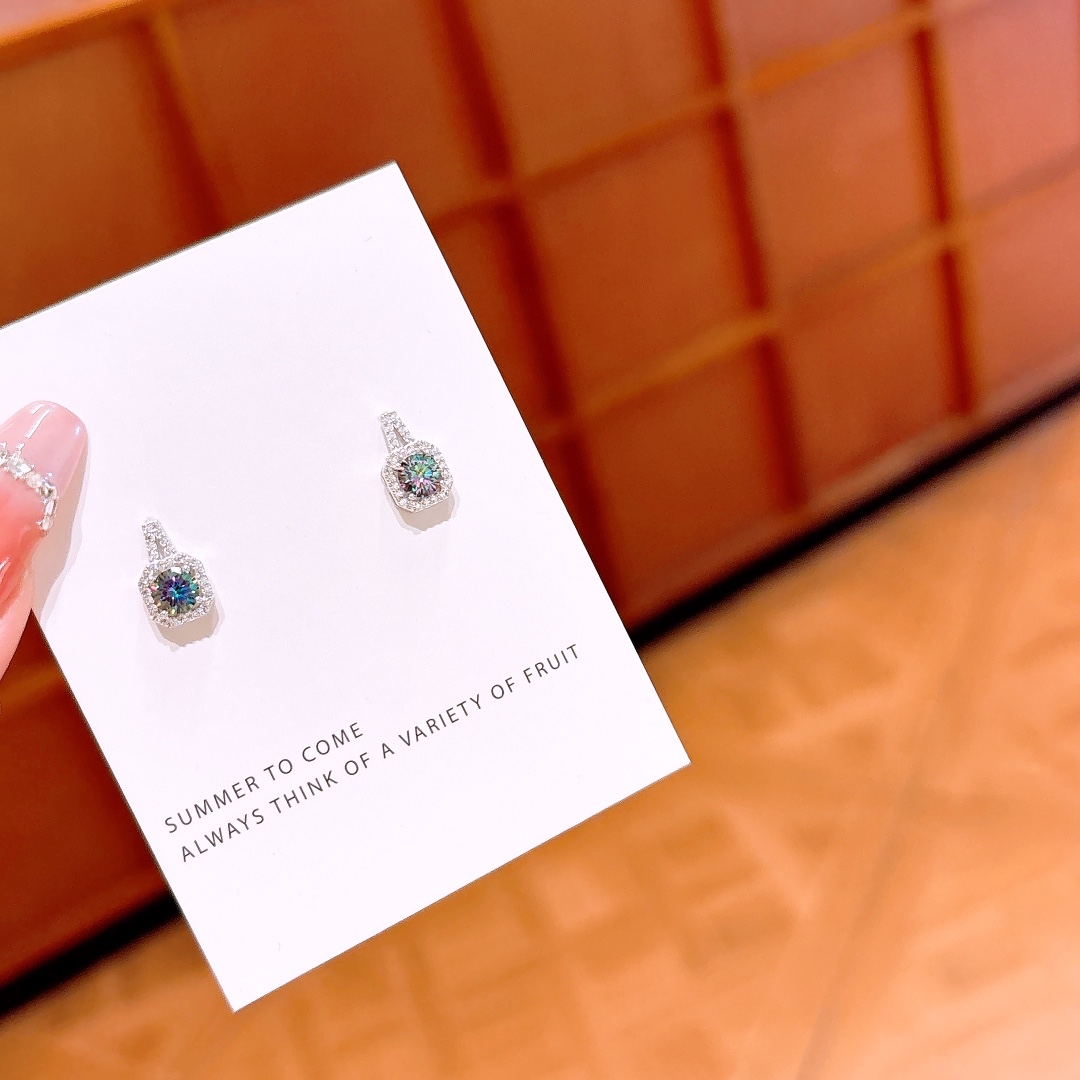 Fine Silver Moissanite Studs Sweet Housewarming Gold