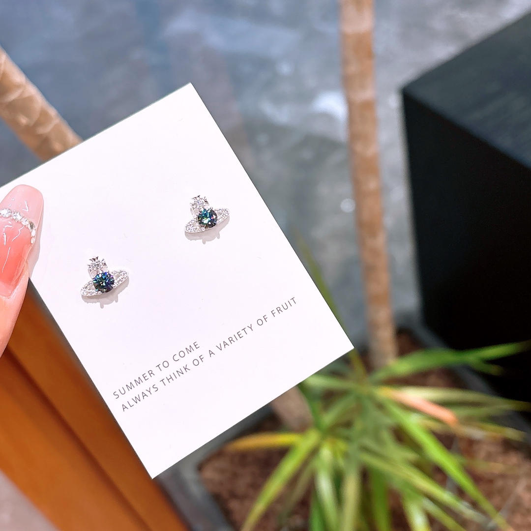 Solid Silver Moissanite Studs Elegant Christmas Silver