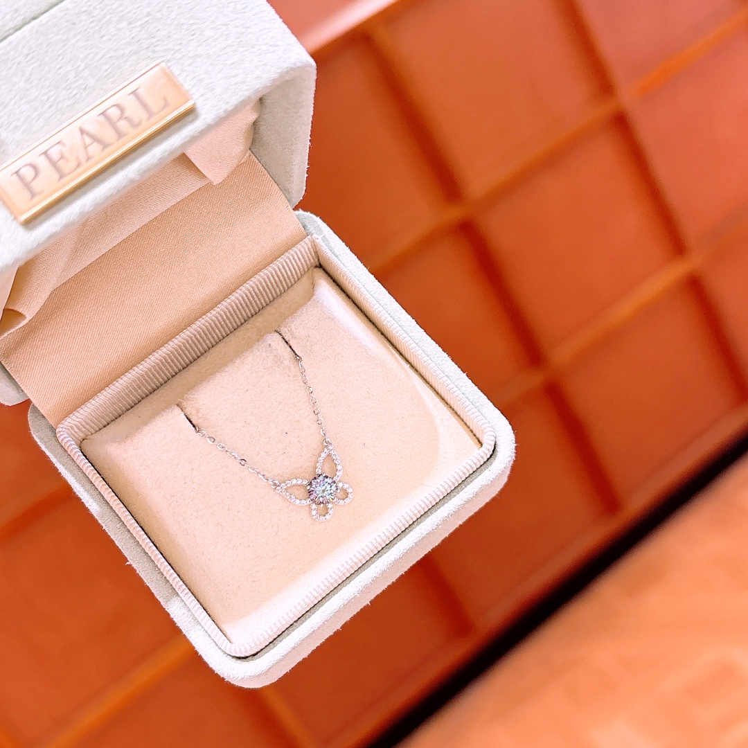 925 Silber Moissanit Kette Elegant Hochzeitsgeschenk Gold