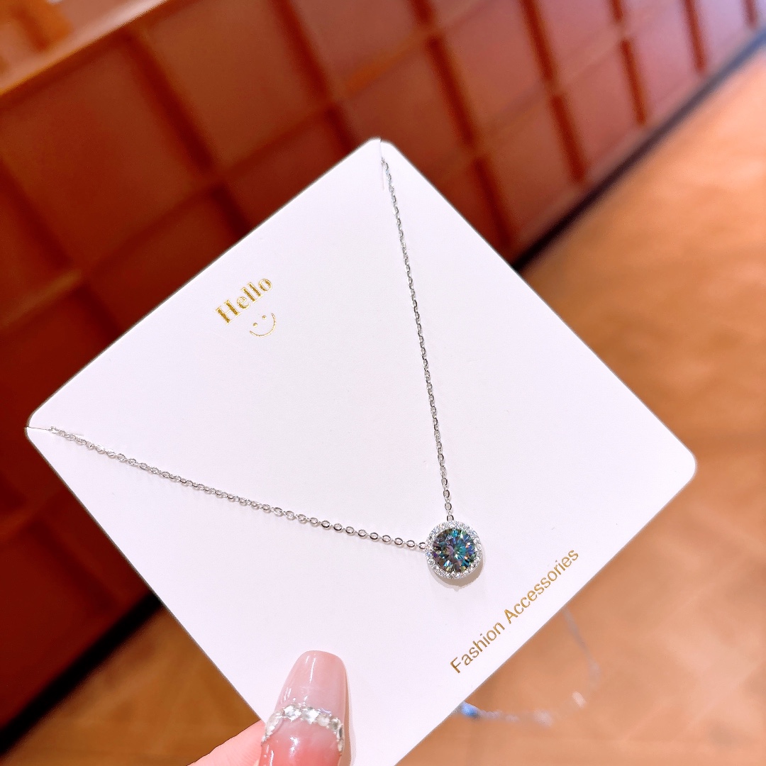 925 Silber Moissanit Kette Elegant Arbeitsplatz Gold