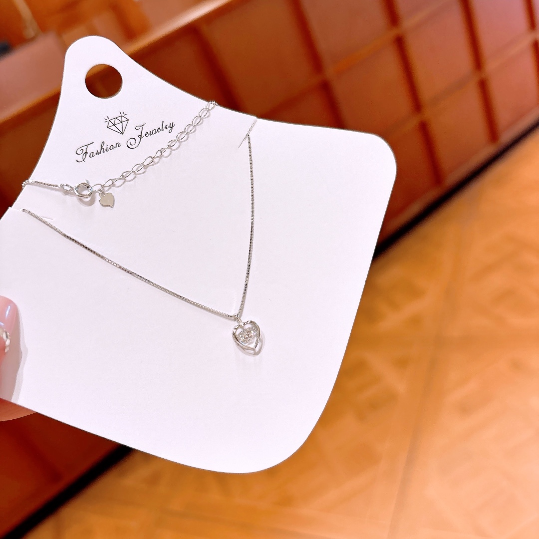 Nickelfreies Silber Moissanit Kette Romantisch Geburtstag Gold