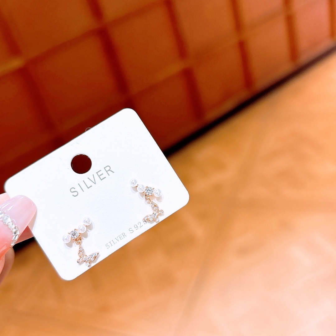 S925 Sterling Silver Earrings Elegant Office Silver