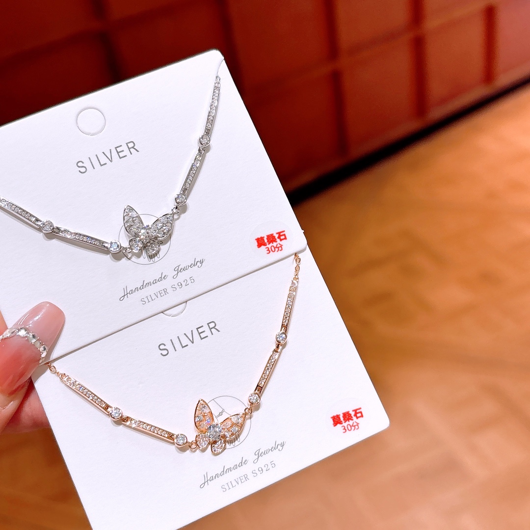 Solid Silver Moissanite Bracelet Sweet Office Gold