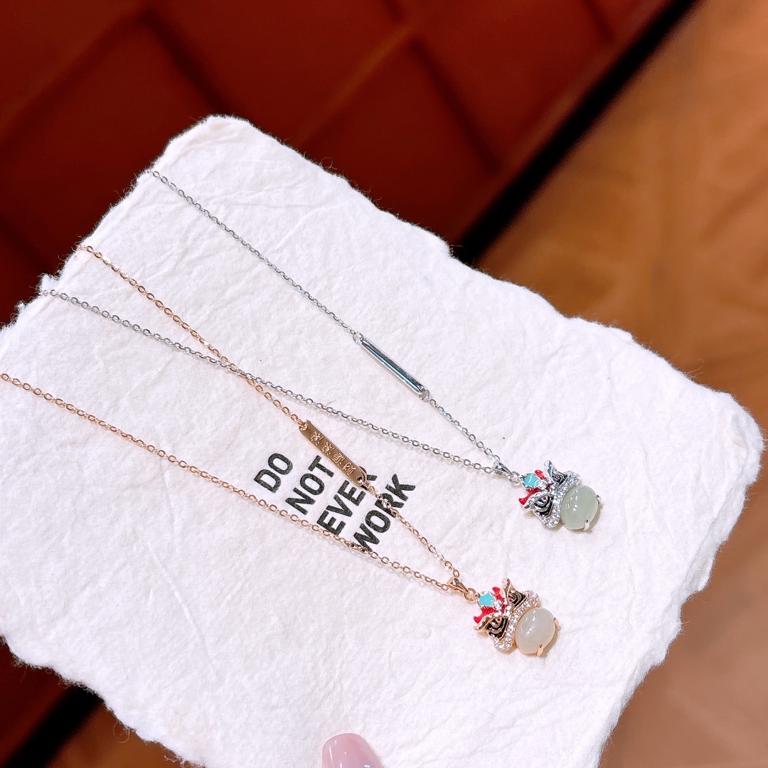 High Polish Silver Hetian Jade Necklace Precision Party Gold