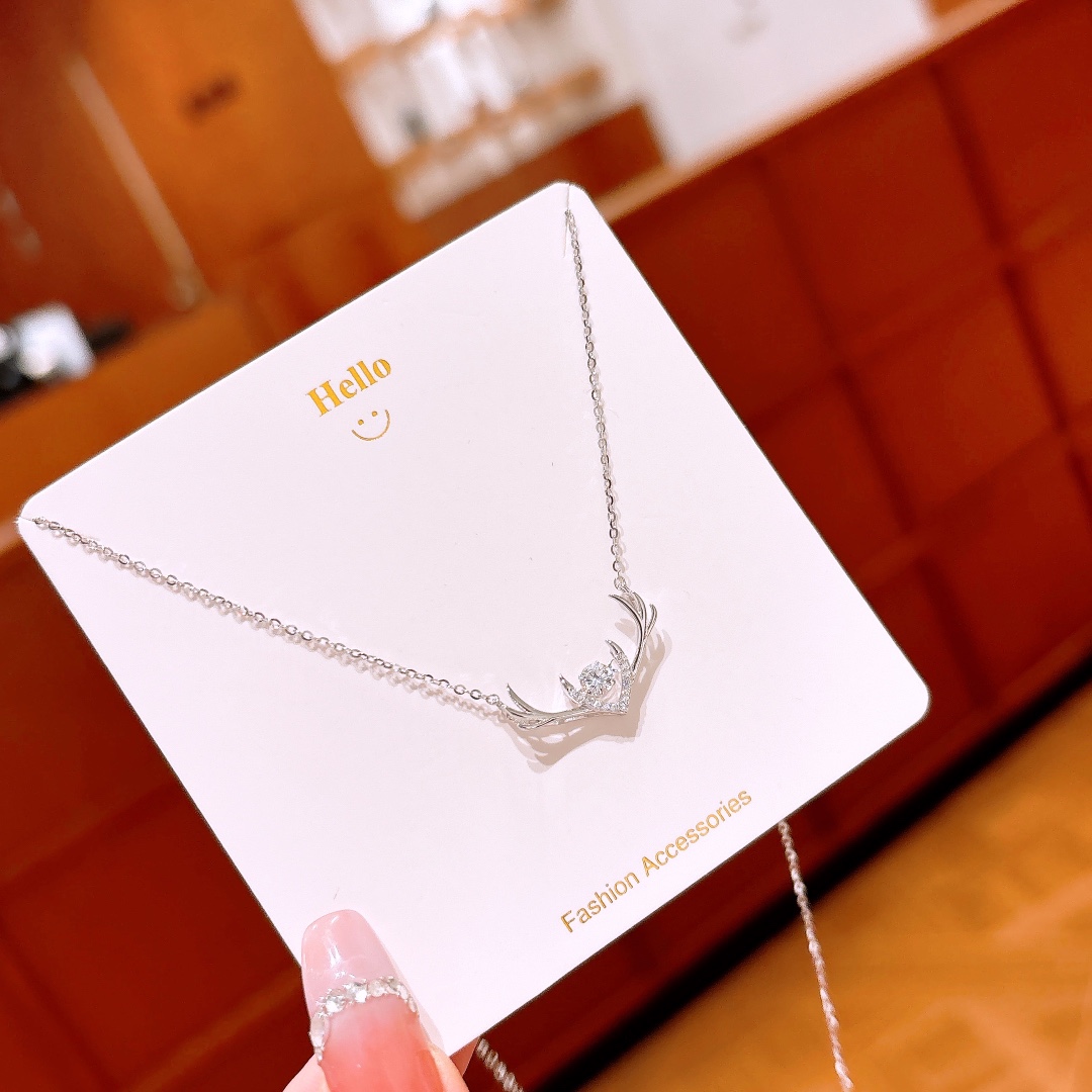 S925 Sterling Silver Necklace Playful Office Gold