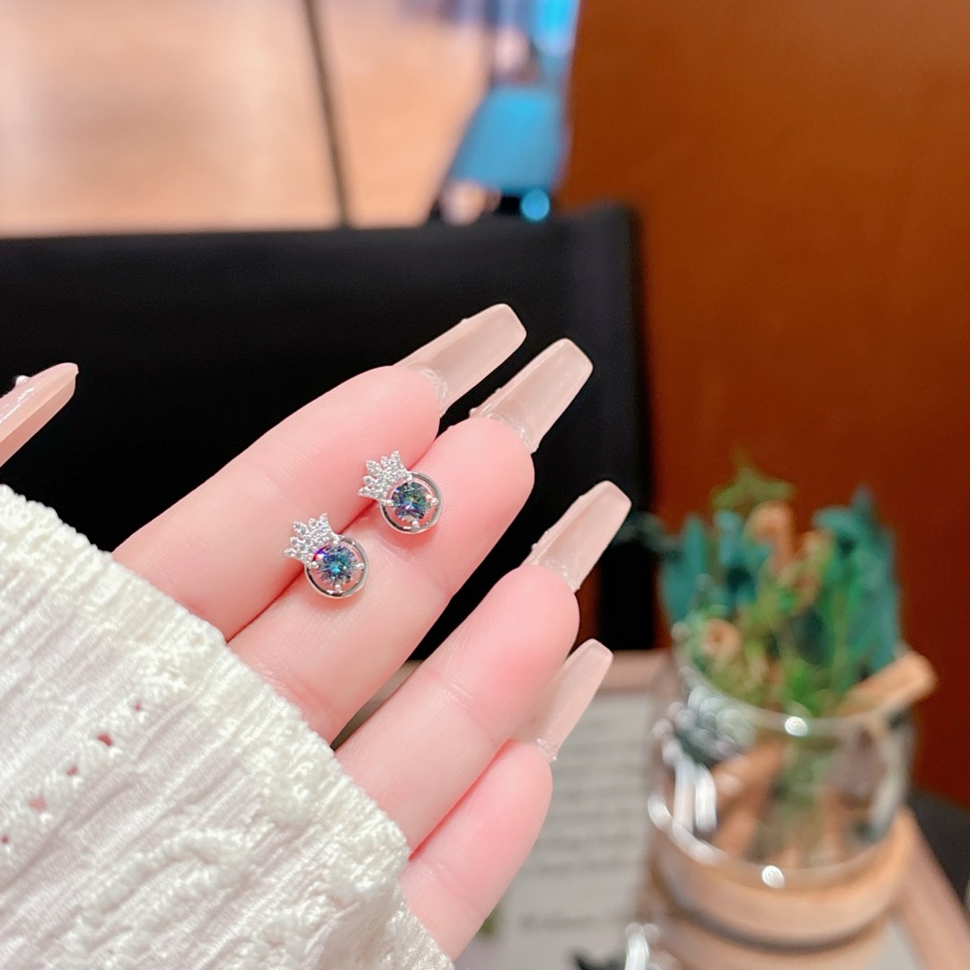 925 Silver Moissanite Studs Pure Mother's Birthday Gold