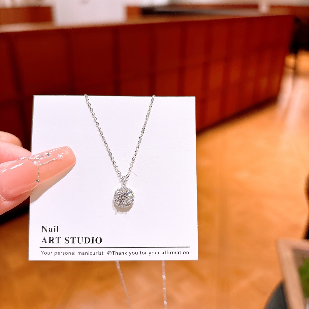 925 Silber Moissanit Kette Französisch Bankett Silber