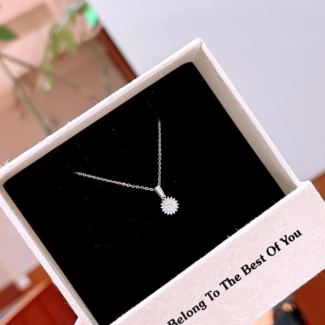 Nickelfreies Silber Moissanit Kette Niedlich Muttertag Gold