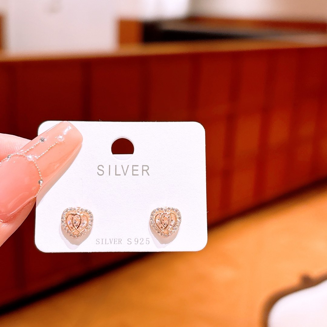 925 Silver Earrings Lively Valentine's Day Gold