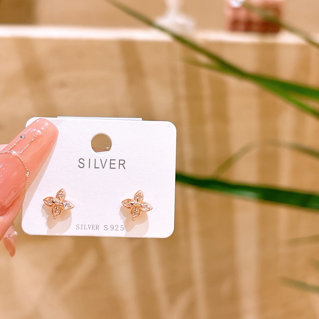 S925 Sterling Silver Earrings Artistic Travel Gold