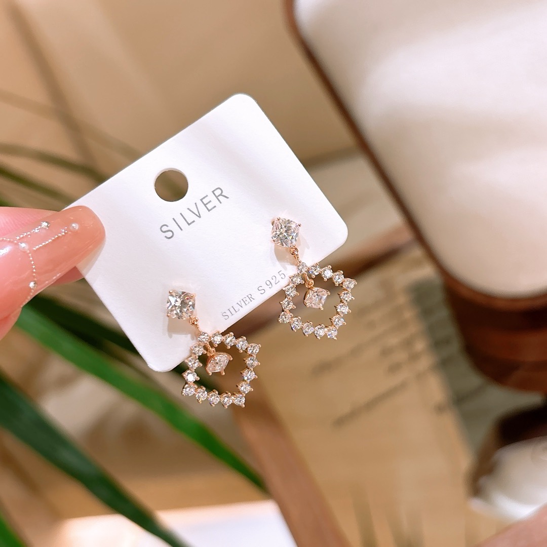 925 Silver Earrings Forest Anniversary Gold