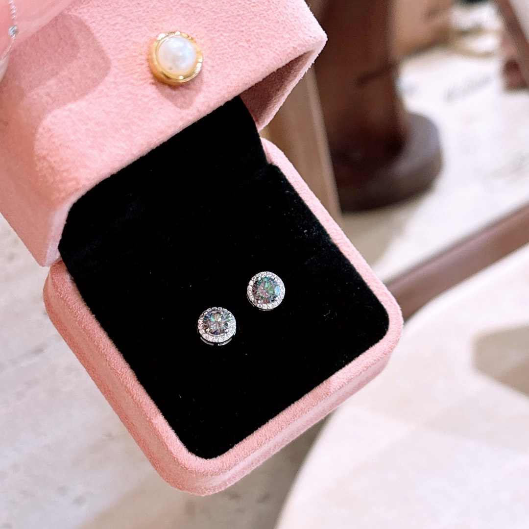 Solid Silver Moissanite Studs Dainty Housewarming Gold