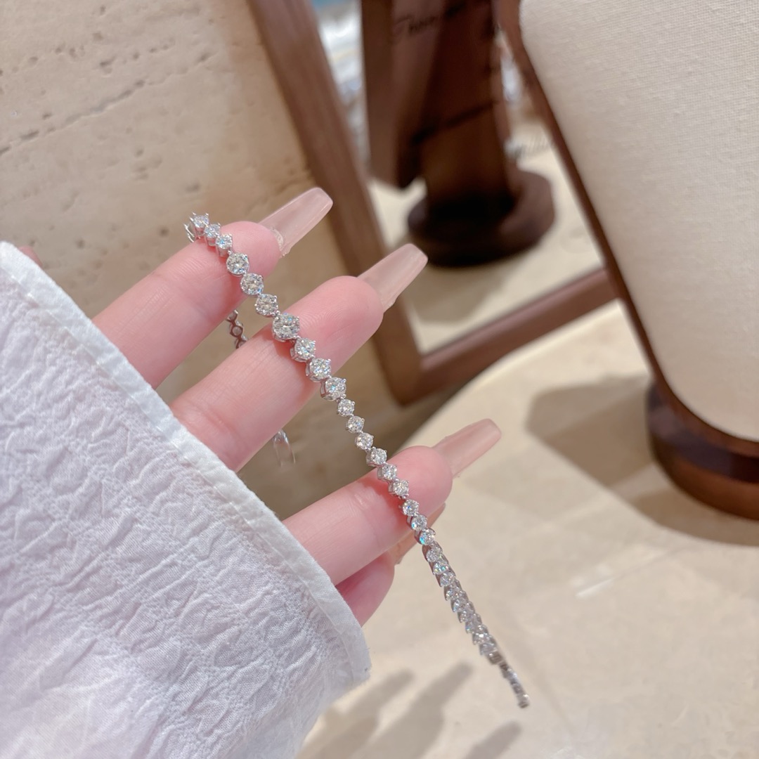 Solid Silver Moissanite Bracelet Pure Gift for Her Gold