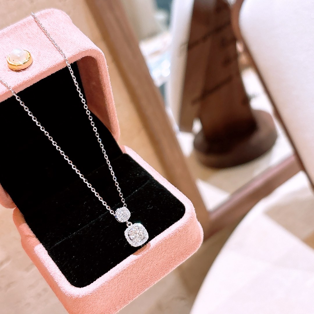 High Polish Silver Moissanite Necklace Ins Style Gift for Her Silver