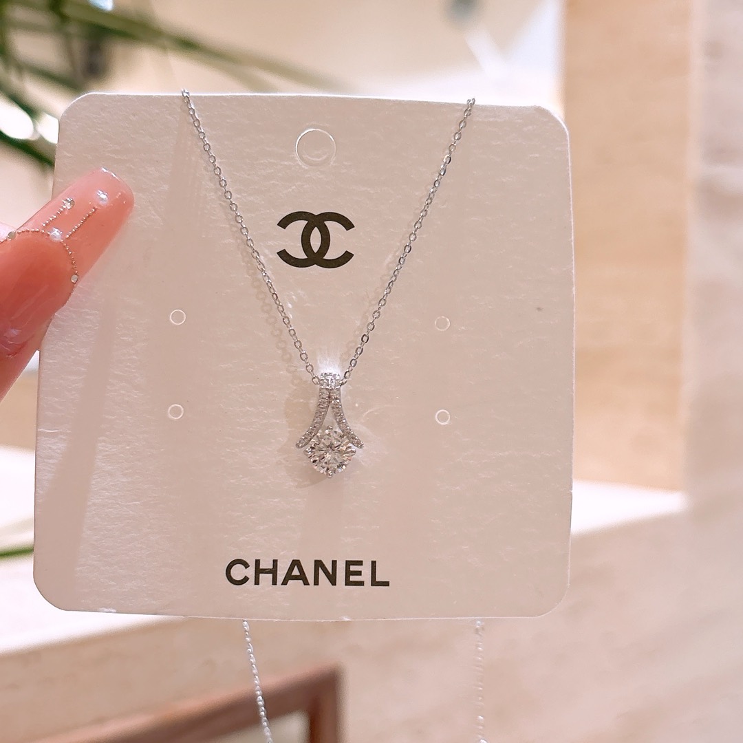 S925 Sterling Silver Moissanite Necklace Pure Party Gold