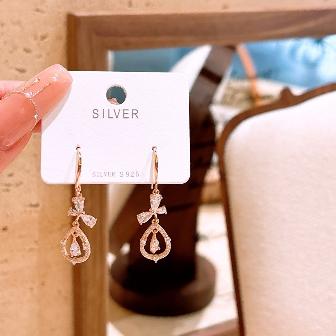 925 Silver Drop & Thread Earrings Soft Mother's Birthday Gold