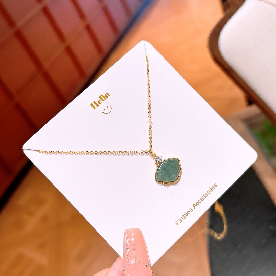 925 Silver Jadeite Necklace Romantic Christmas Gold