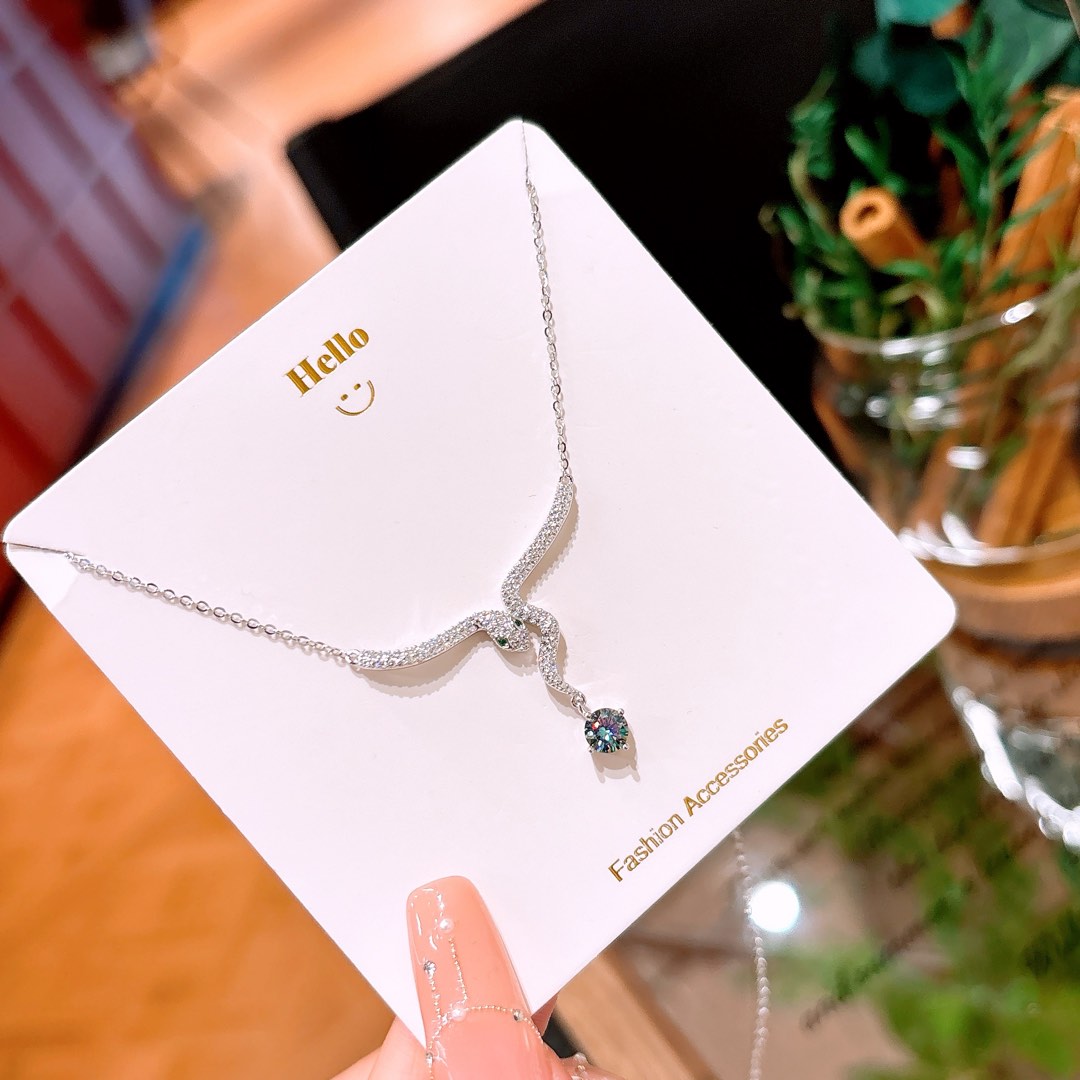 S925 Sterlingsilber Moissanit Kette Koreanischer Stil Geschenk für beste Freundin