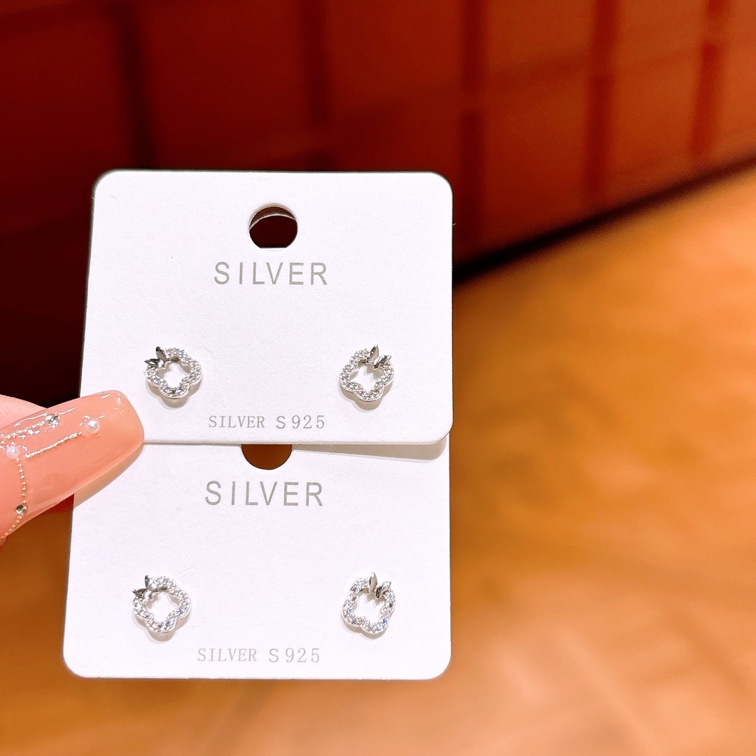 S925 Sterling Silver Earrings Forest Travel Silver