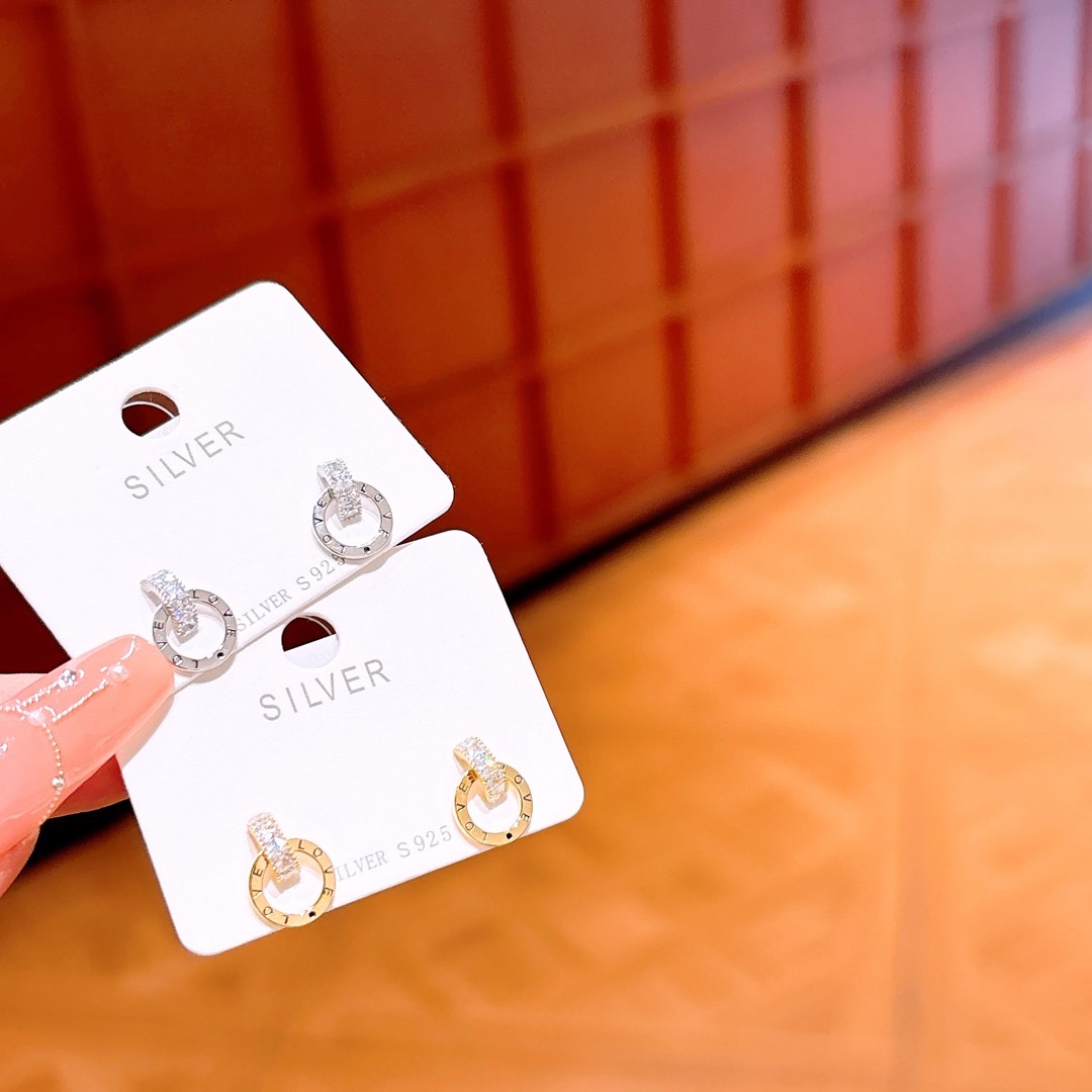 925 Silver Earrings Premium Graduation Gold