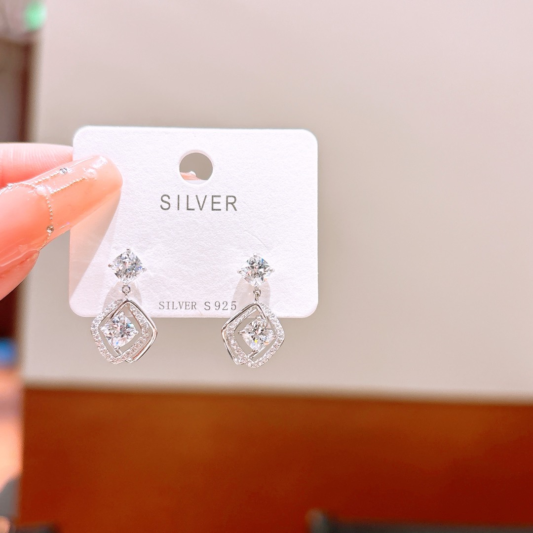 High Polish Silver Earrings Girly Annual Party Silver