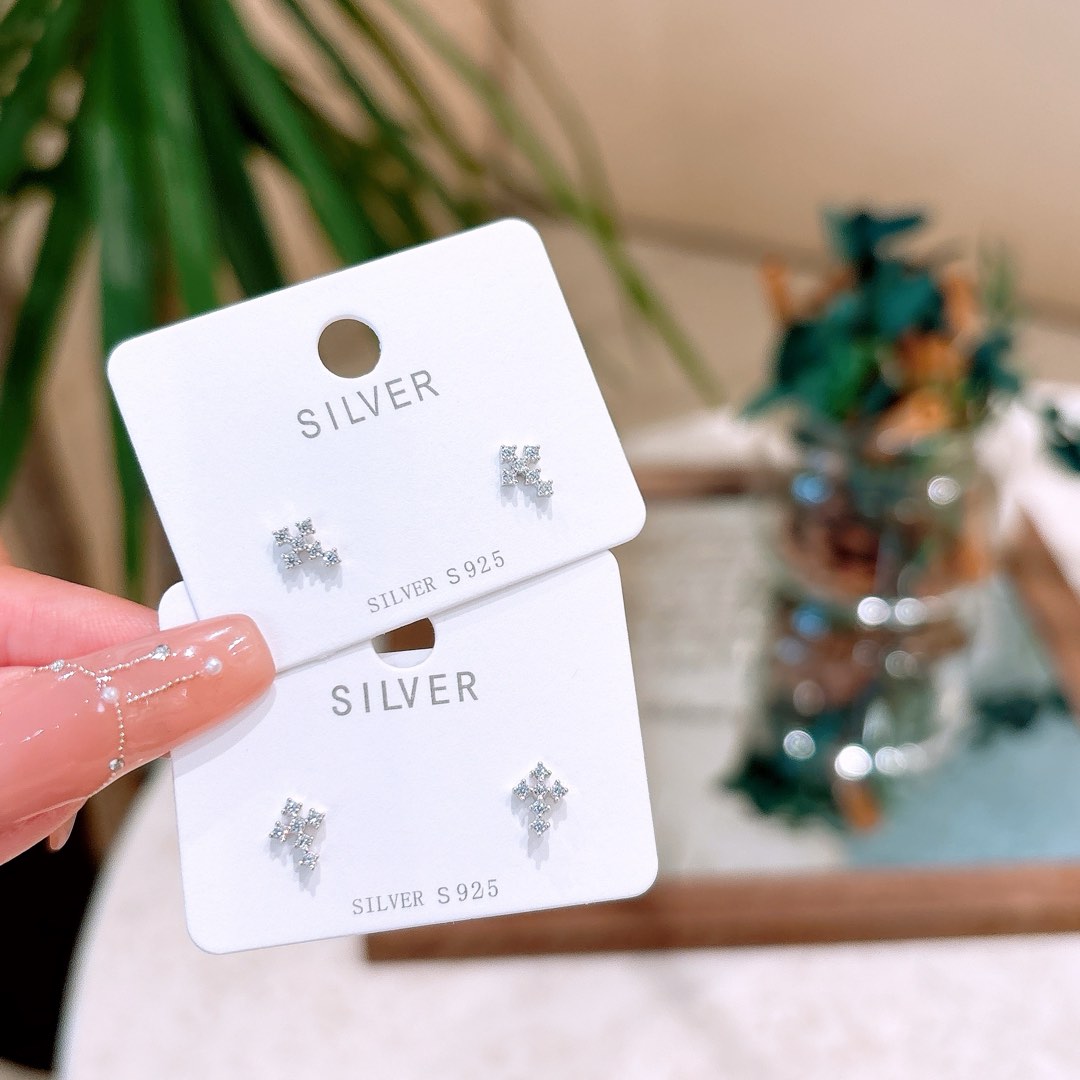 Solid Silver Earrings Forest New Year Silver