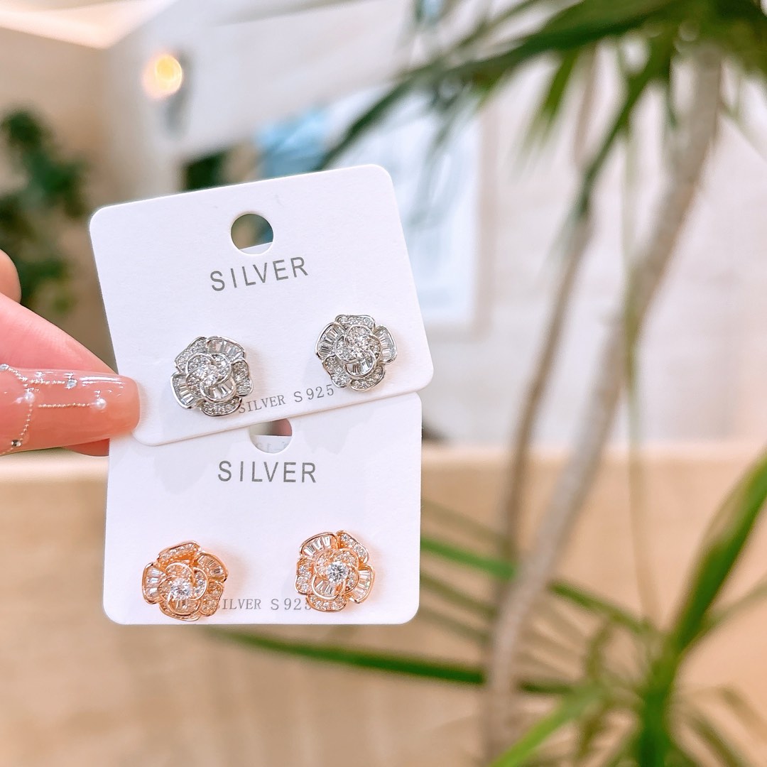 Solid Silver Earrings Girly New Year Silver