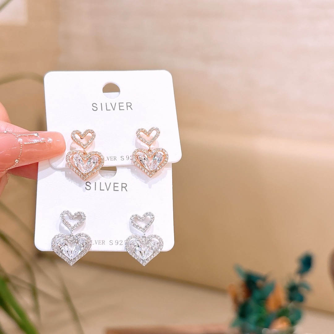 S925 Sterling Silver Earrings Fresh Valentine's Day Silver