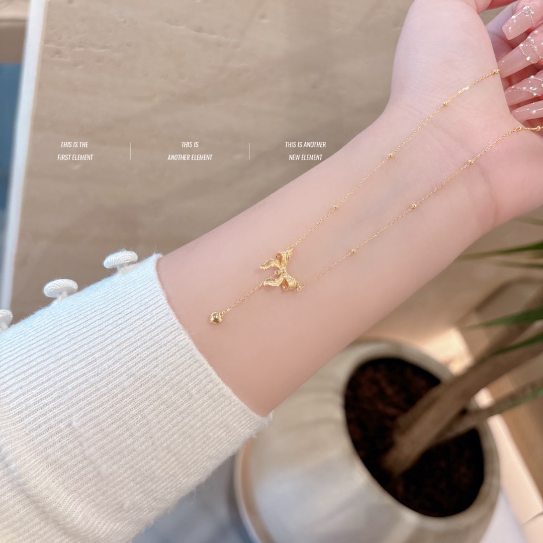 S925 Sterling Silver Necklace Artistic Mother's Day Gold