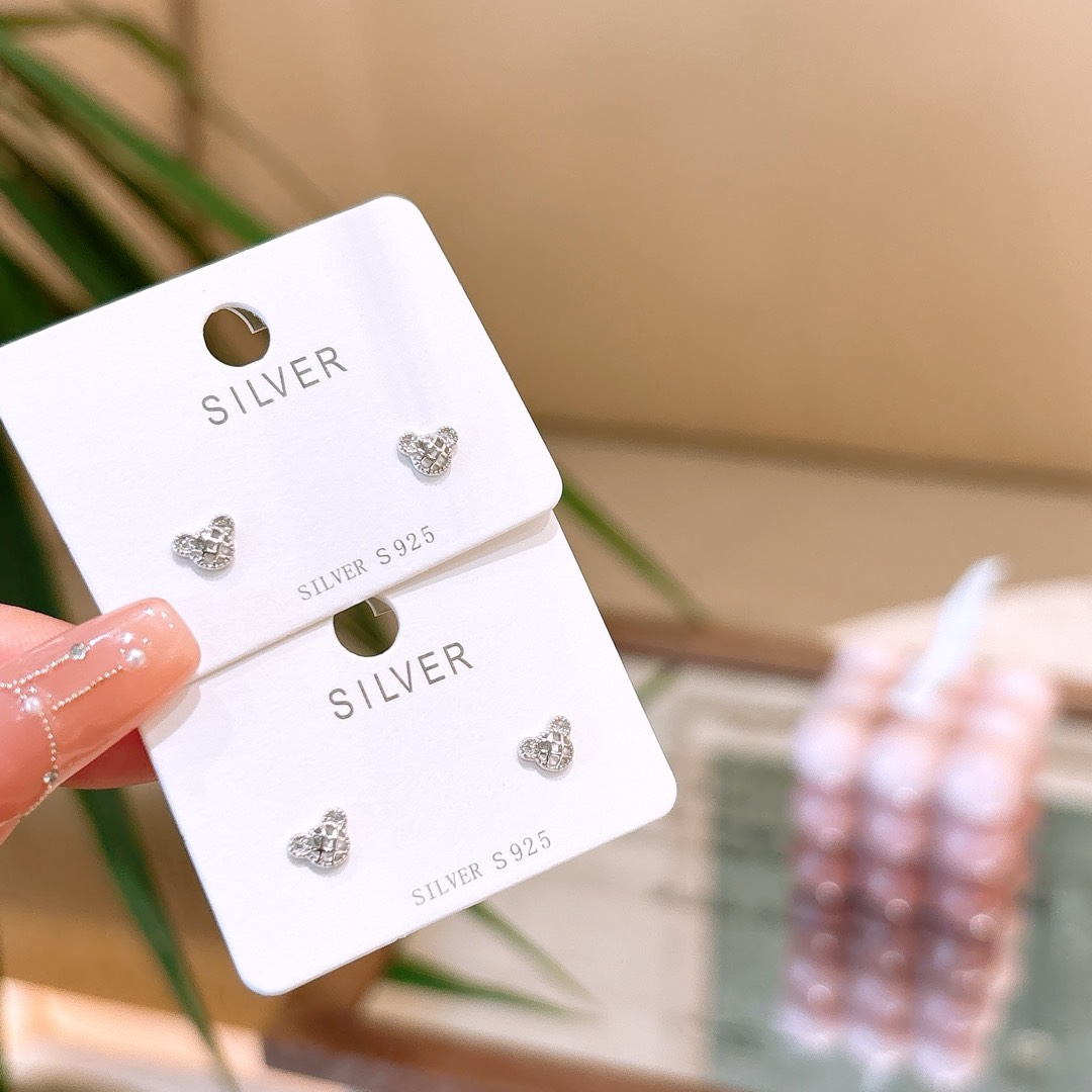 Solid Silver Earrings Ins Style Office Gold