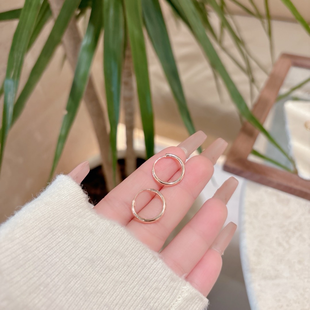 High Polish Silver Hoop Earrings Forest Father's Day Silver