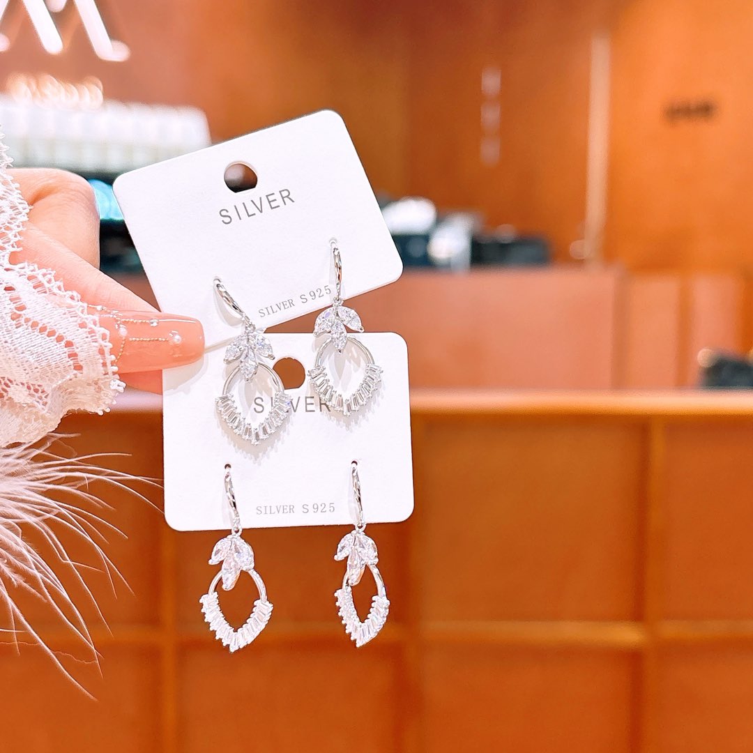 Solid Silver Drop & Thread Earrings Chic Date Night Silver