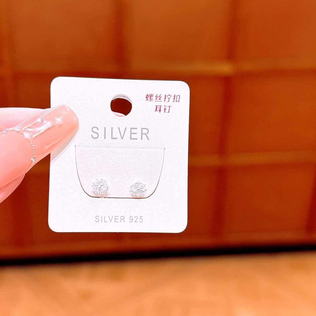 S925 Sterling Silver Screw-back Studs Elegant Christmas Gold