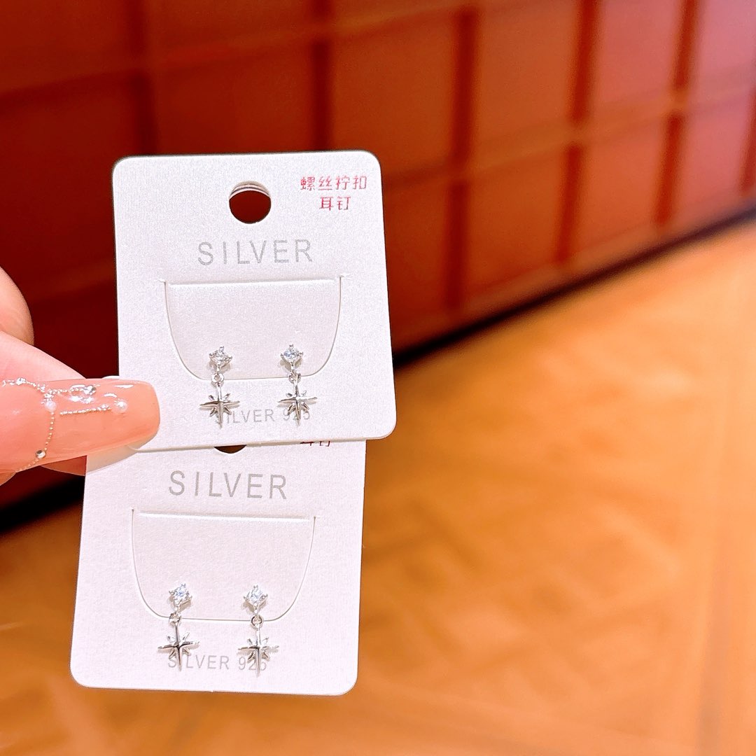 S925 Sterling Silver Screw-back Studs Light Luxury Annual Party Gold