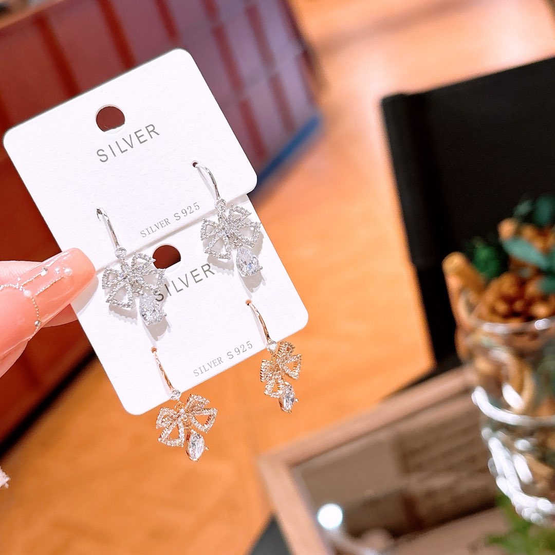 エレガントファインシルバードロップ＆スレッドイヤリングシルバー 母の日