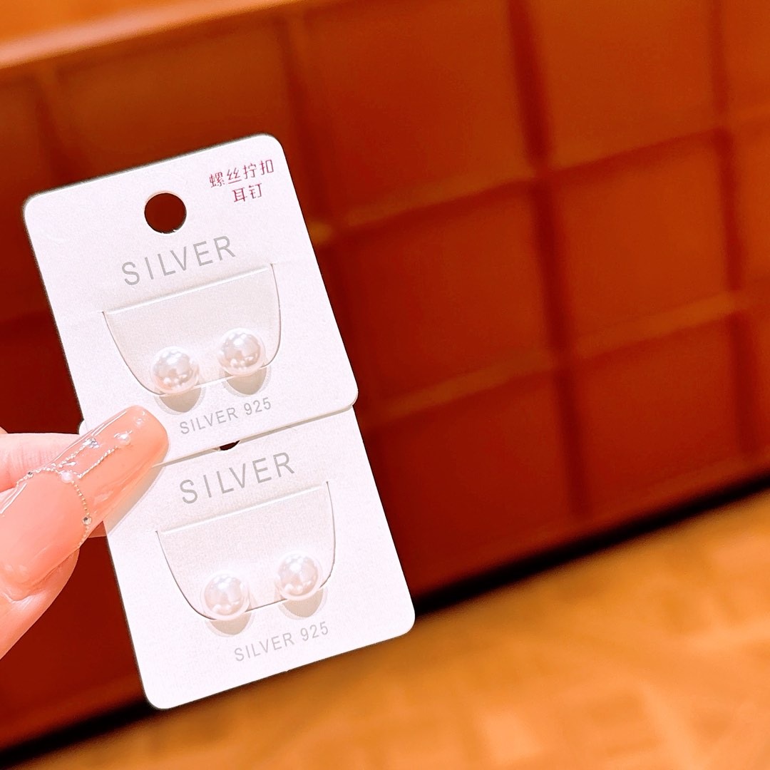 S925 Sterling Silver Screw-back Studs Artistic Date Night Silver