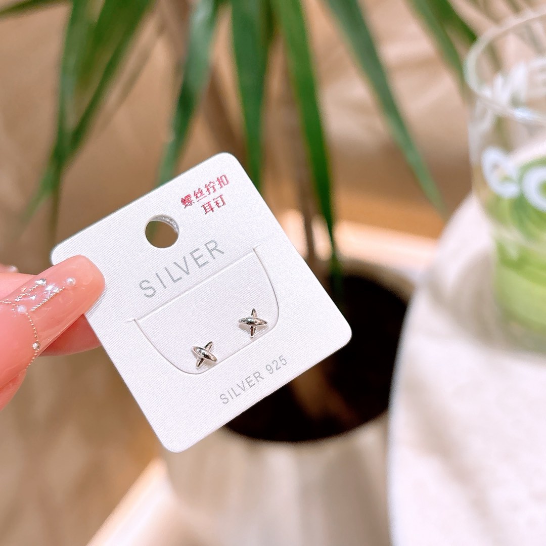 Low Allergy Silver Screw-back Studs Gentle Spring Festival Silver