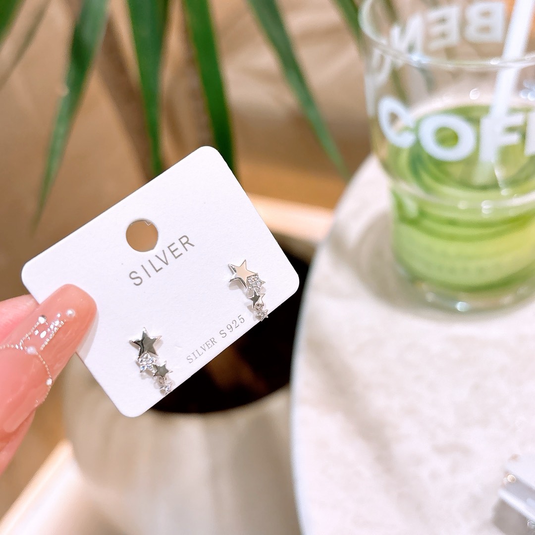 S925 Sterling Silver Earrings Fashion Father's Day Gold