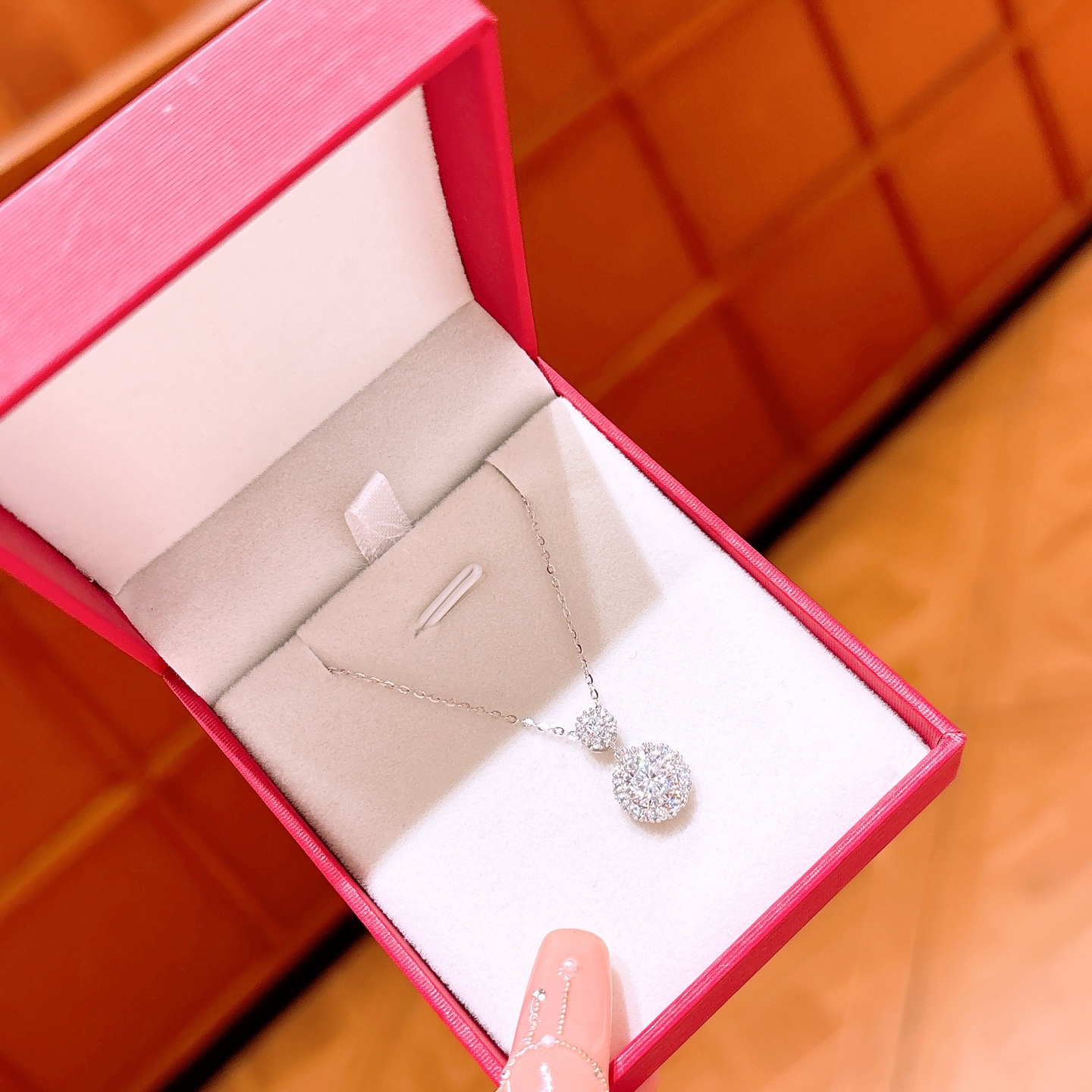 Nickelfreies Silber Moissanit Kette Leichter Luxus Standesamt Gold