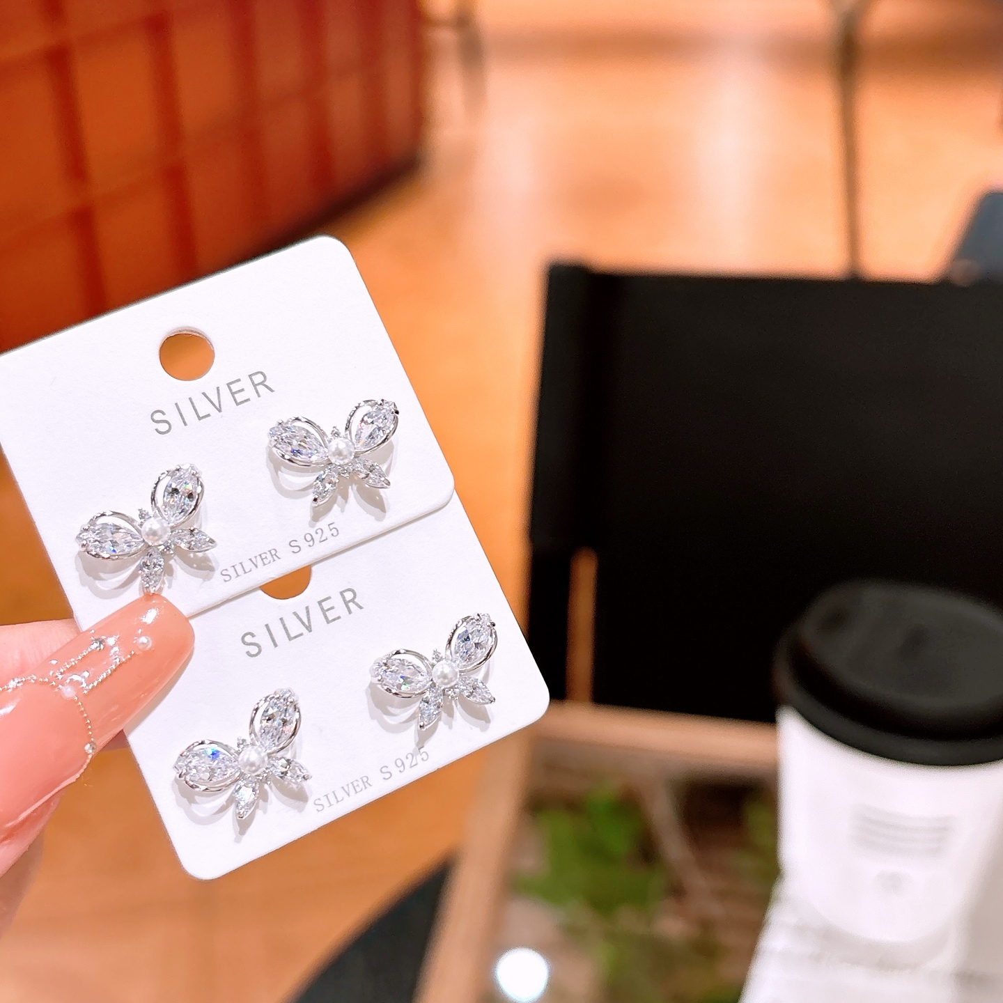 Feinsilber Ohrringe Romantisch Vatertag Gold