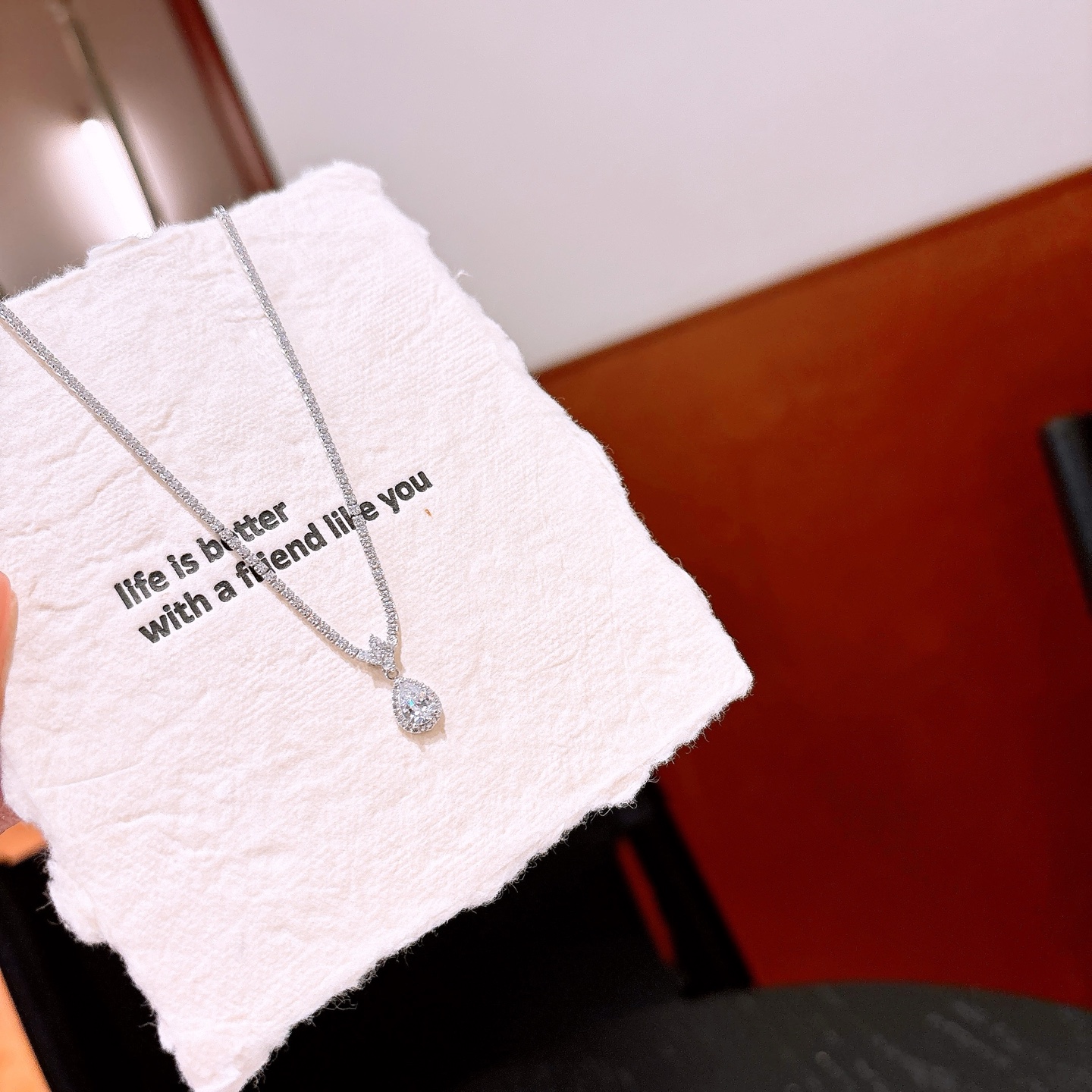 可愛いファインシルバーネックレスゴールド ウェディング