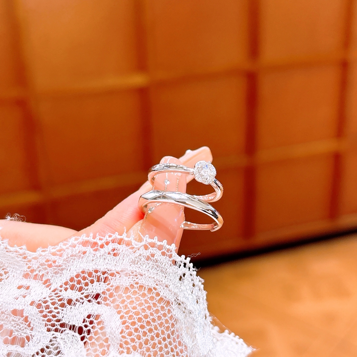 Nickel Free Silver Moissanite Couple Rings Ins Style Party Gold